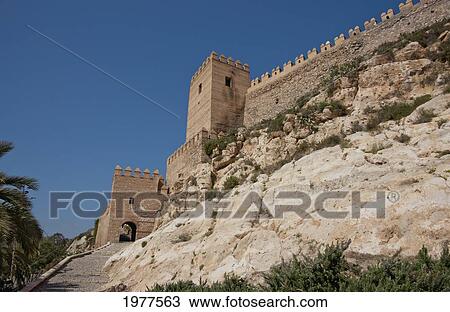 Stock Image - Almeria's Citadel; Almeria Andalusia Spain. Fotosearch
