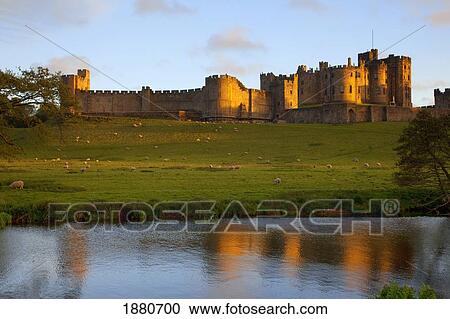 Stock Image - Alnwick Castle; Alnwick, Northumberland, England. Fotosearch