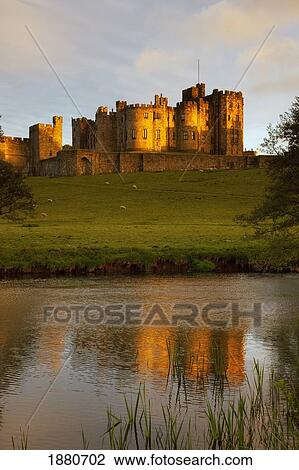 Stock Image - Alnwick Castle; Alnwick, Northumberland, England. Fotosearch