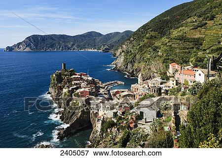 Along the coastline of Cinque Terre; Vernazza, Liguria, Italy View Large Photo Image Stock Photo - Along the coastline of Cinque Terre; Vernazza, Liguria, Italy. Fotosearch