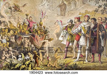 Stock Image - Alonso Speaks In The Tempest, Act Iii, Scene Iii, By William Shakespeare. Heavens. What Were These. Drawn And Etched By Robert Dudley. From The Illustrated Library Shakspeare, Published London 1890.. Fotosearch