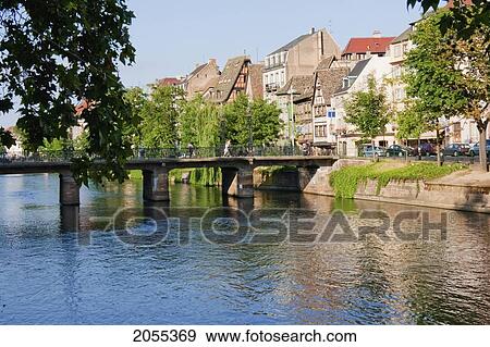 Alsatian Houses Along The Ill River, Strasbourg, France View Large Photo Image Stock Photo - Alsatian Houses Along The Ill River, Strasbourg, France. Fotosearch