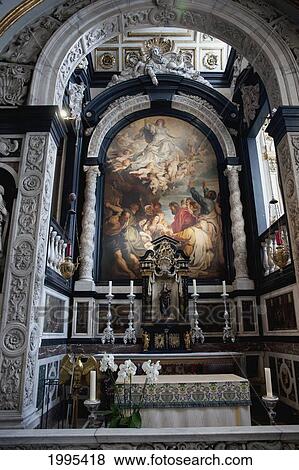 Stock Photo - Altar Of Antwerp Cathedral; Antwerp Flanders Belgium. Fotosearch