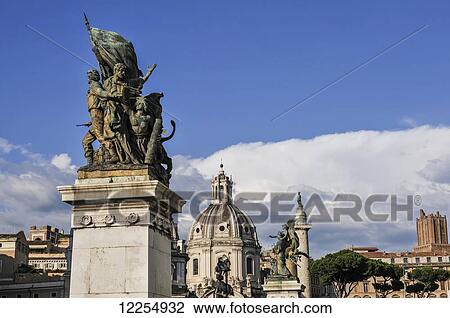 Stock Image - Altar of the Fatherland National Monument to Victor Emmanuel II in Piazza Venezia; Rome, Italy. Fotosearch