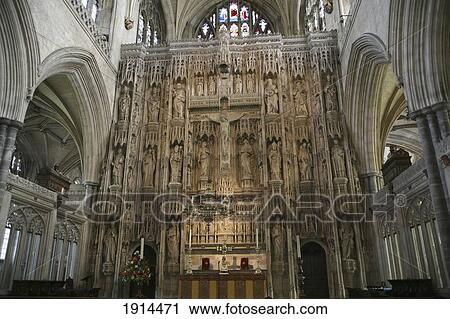 Stock Image - Altar Screen At Winchester Cathedral. Fotosearch