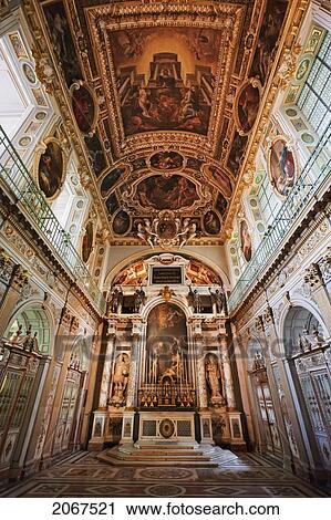 Stock Image - Altar With A Painting Of The Holy Trinity At The Time Of The Deposition By Jean Dubois In The Chappelle De La Trinit. Fotosearch