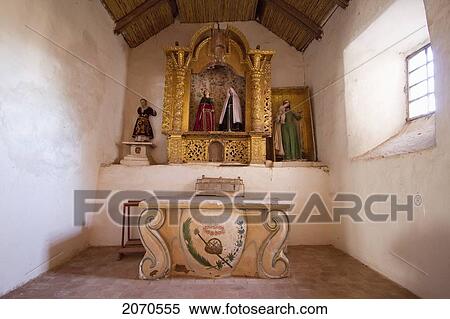 Stock Photography - Altarpiece In Mestizo-Baroque Style In Iglesia De Corque, Corque, Oruro, Bolivia. Fotosearch