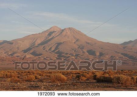 Stock Image - Altiplano And Peaks Of The Andes Near Socaire At Sunset, Antofagasta Region, Chile. Fotosearch