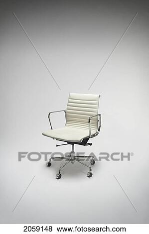 Aluminum And White Leather Chair On Blank Background View Large Photo Image Stock Photo - Aluminum And White Leather Chair On Blank Background. Fotosearch