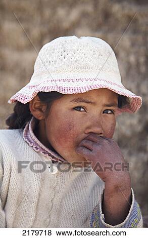 Stock Photo - Amaryan Girl In The Village Of Tuni Cordillera Real Bolivia. Fotosearch