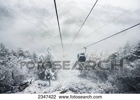 Stock Image - Amazing Landscape From High Mountain Elevator At Huanglong. Fotosearch