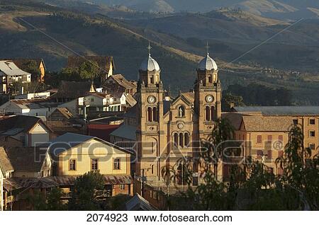 Stock Image - Ambozontany Cathedral, Fianarantsoa, Madagascar. Fotosearch
