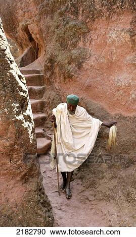 Stock Image - Among The Rock Hewn Orthadox Churches Lalibella Ethiopia. Fotosearch