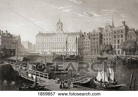 Amsterdam, The Damrak Palace. From The Original Painting By Lt. Col. Batty F. R. S. From The Book “Select Views Of Some Of The Principal Cities Of Europe†Published London 1832. Engraved By R. Brandard. View Large Photo Image Stock Photo - Amsterdam, The Damrak Palace. From The Original Painting By Lt. Col. Batty F. R. S. From The Book “Select Views Of Some Of The Principal Cities Of Europe†Published London 1832. Engraved By R. Brandard.. Fotosearch
