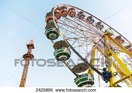 Stock Photography - Amusement rides at Capital Ex Fairgrounds; Edmonton, Alberta, Canada. Fotosearch