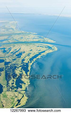 Stock Image - An aerial view of Hotham Inlet, the Kobuk River Delta and surrounding lakes and wetlands, Kobuk, Arctic Alaska, summer. Fotosearch