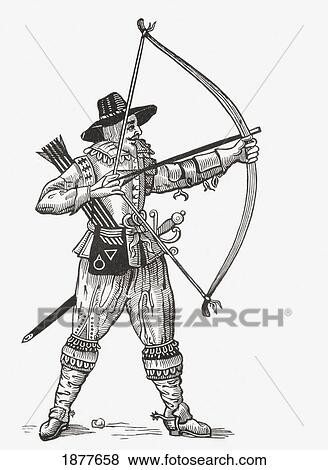 Stock Photo - An English Archer, 1634. From The Book Short History Of The English People By J. R. Green Published London 1893.. Fotosearch