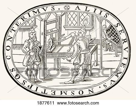 Stock Image - An English Printing Office, 1619. From The Book Short History Of The English People By J. R. Green Published London 1893.. Fotosearch