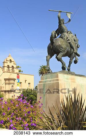 Stock Image - An Equestrian Statue At Museum Of Man In Balboa Park; San Diego California United States Of America. Fotosearch