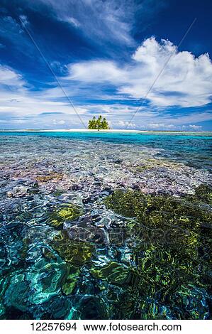 Picture - An island that forms part of the marine park, near the Tuvalu mainland; Tuvalu. Fotosearch