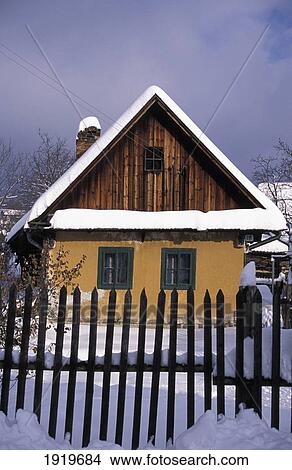 An Old Cottage In The Snow/ Winter, Tuzina View Large Photo Image Picture - An Old Cottage In The Snow/ Winter, Tuzina. Fotosearch