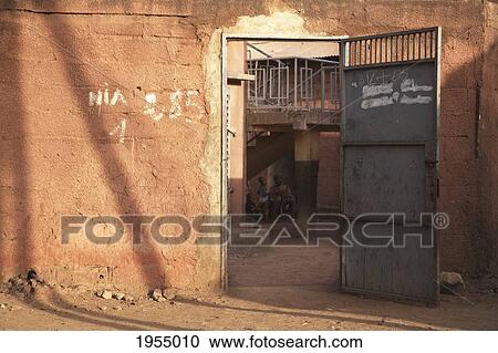 Stock Image - An open house door in Bamako, Mali. Fotosearch