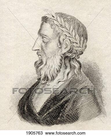 Stock Image - Anacreon, 570 Bc To 488 Bc. Greek Lyric Poet, Notable For His Drinking Songs And Hymns. From Crabb's Historical Dictionary Published 1825.. Fotosearch