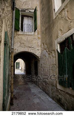 Ancient Alleyway, City Of Kotor Monte. Tif View Large Photo Image Stock Image - Ancient Alleyway, City Of Kotor Monte. Tif. Fotosearch