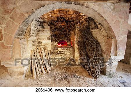 Stock Photograph - Ancient Cylindrical Chimney In The Monk's Bakery Of The Cistercian Abbey Of Fontenay, Cote D'or, France. Fotosearch