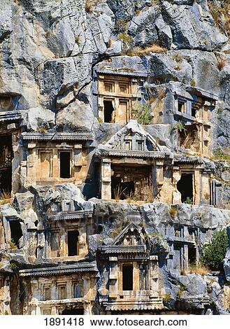 Stock Photo - Ancient Lycian Tombs Set In Cliff Face. Fotosearch