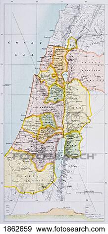 Stock Photo - Ancient Palestine From The Citizen's Atlas Of The World Published London Circa 1899. Fotosearch