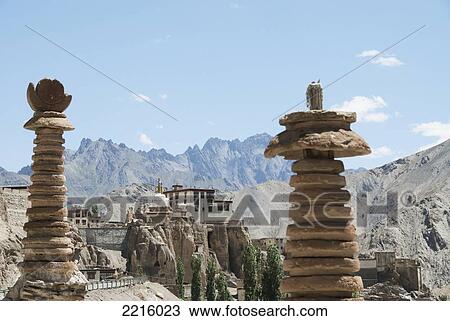 Stock Image - Ancient Stupas At Lamayuru Monastery In Ladhak. Lamayuru Is One Of The Largest And Oldest Gompas In Ladakh, India. Fotosearch