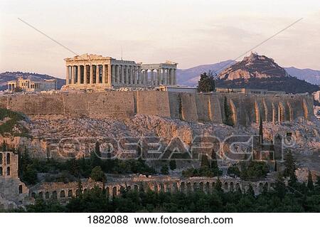 Ancient Temples On Acropolis At Sunset View Large Photo Image Stock Photo - Ancient Temples On Acropolis At Sunset. Fotosearch