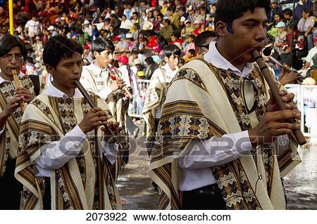 Andean Musicians In A Marching Band In The Procession Of The Carnaval De Oruro, Oruro, Bolivia View Large Photo Image Stock Image - Andean Musicians In A Marching Band In The Procession Of The Carnaval De Oruro, Oruro, Bolivia. Fotosearch