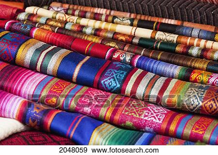 Andean Textiles For Sale At The Saturday Crafts Market, Otavalo, Imbabura, Ecuador View Large Photo Image Stock Photo - Andean Textiles For Sale At The Saturday Crafts Market, Otavalo, Imbabura, Ecuador. Fotosearch
