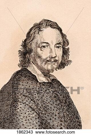 Stock Image - Andrea Sacchi 1599-1661 Italian Painter From 75 Portraits Of Celebrated Painters From Authentic Originals Etched By James Girtin Published London 1817. Fotosearch