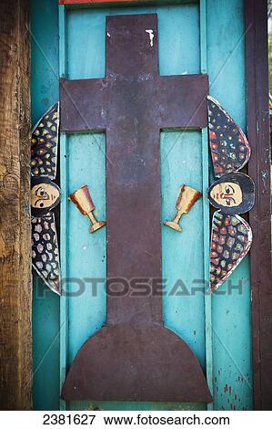 Stock Photo - Angels depicted on church gates; Ethiopia. Fotosearch