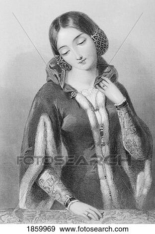 Stock Photo - Anne Of Bohemia, 1366-1394. Queen Of King Richard Ii Of England Engraved By W. J. Edwards After A. Bouvier. From The Book The Queens Of England, Volume I By Sydney Wilmot. Published London Circa. 1890.. Fotosearch