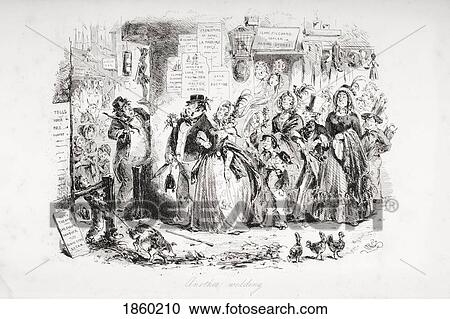 Stock Image - Another Wedding. Illustration From The Charles Dickens Novel Dombey And Son By H. K. Browne Known As Phiz. Fotosearch