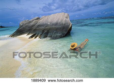 Anse Source D'argent Beach On La Digue Island. View Large Photo Image Stock Photo - Anse Source D'argent Beach On La Digue Island.. Fotosearch