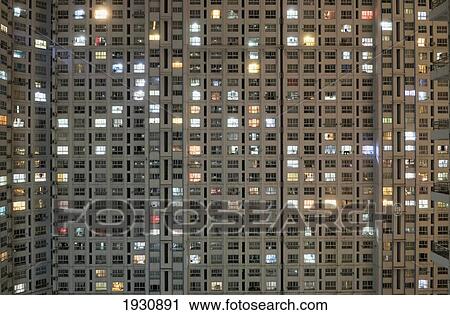 Apartment Block At Night, Typical Accomodation View Large Photo Image Stock Image - Apartment Block At Night, Typical Accomodation. Fotosearch