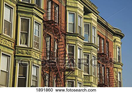Apartment Building With Fire Escapes View Large Photo Image Stock Image - Apartment Building With Fire Escapes. Fotosearch