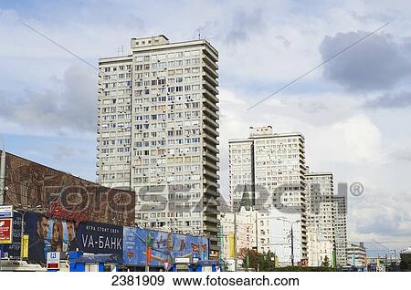 Stock Photo - Apartment buildings along Arbat Street; Moscow, Russia. Fotosearch