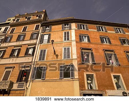 Apartment Buildings Of Old Town, Low Angle View; Rome, Italy View Large Photo Image Stock Image - Apartment Buildings Of Old Town, Low Angle View; Rome, Italy. Fotosearch