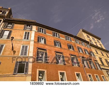 Apartment Buildings Of Old Town, Low Angle View; Rome, Italy View Large Photo Image Stock Image - Apartment Buildings Of Old Town, Low Angle View; Rome, Italy. Fotosearch