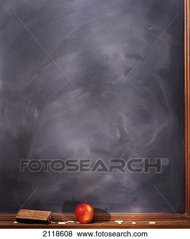 Apple On Ledge Of Blackboard View Large Photo Image Stock Photo - Apple On Ledge Of Blackboard. Fotosearch