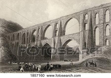 Stock Image - Aqueduct Of The Emperor Valens, Near Pyrgo, Turkey. Engraved By R. Wallis After W. H. Bartlett.. Fotosearch