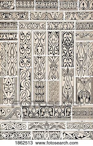 Stock Image - Arabian From Cairo No 1 Plate Xxxi From The Grammar Of Ornament By Owen Jones Published By Day & Son London 1865. Fotosearch
