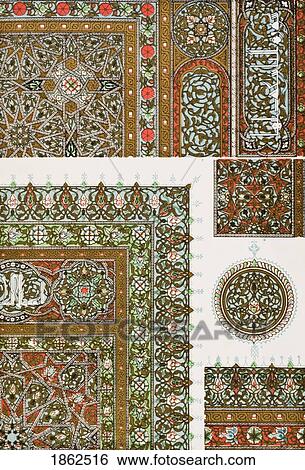 Stock Photograph - Arabian From Cairo No 4 Plate Xxxiv From The Grammar Of Ornament By Owen Jones Published By Day & Son London 1865. Fotosearch
