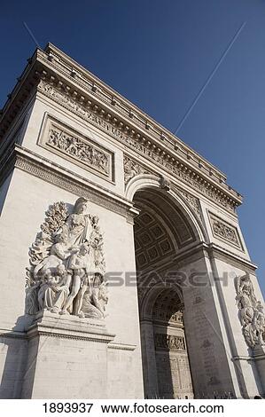Arc De Triomphe And A Blue Sky; Paris, France View Large Photo Image Stock Photo - Arc De Triomphe And A Blue Sky; Paris, France. Fotosearch
